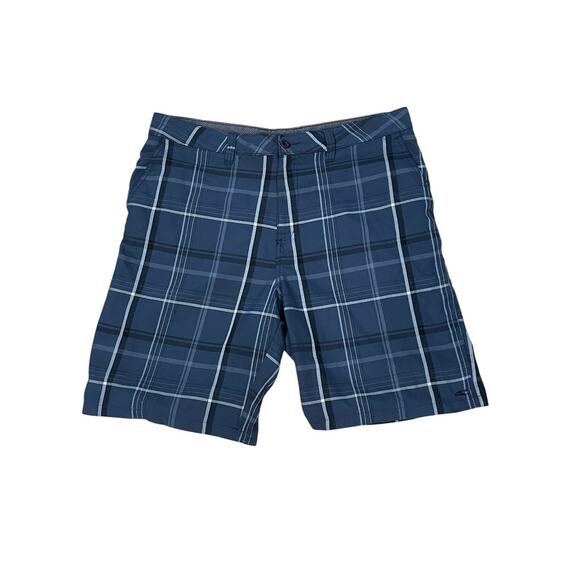 O'Neill Other - O'Neill Men's Plaid Blue Casual Shorts Size 38 Flat Front Pockets Zip